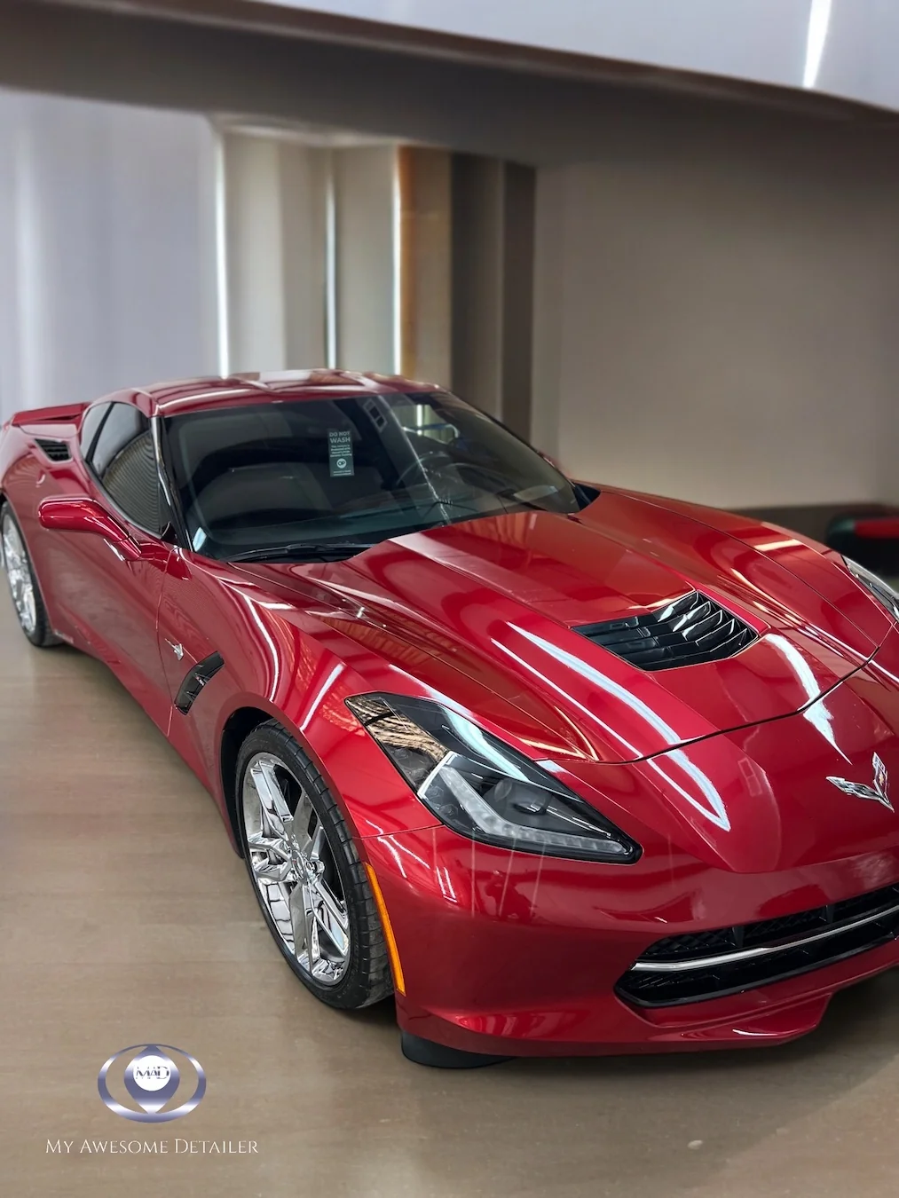 Red Corvette C7 in our shop